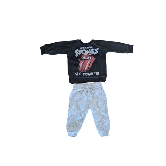 The Rolling Stones U.S. Tour ‘78 2pc Fleece L/S Pullover And Jogger Set 12M - Picture 1 of 2